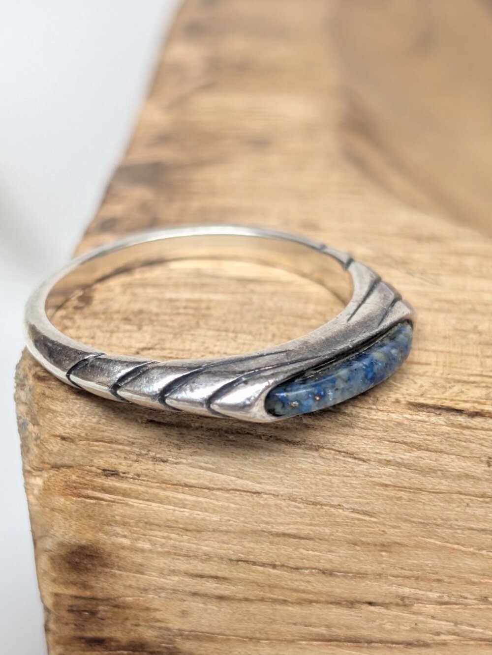 Vintage Carolyn Pollack Lapis Lazuli Stacker Sterling Silver Ring Size 7